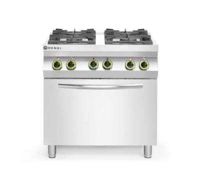 Gasni šporet sa 4 gorionika sa konvekcionom rernom GN 1/1, HENDI, Kitchen Line, 230V/3000W, 19kW, 800x722x(H)900mm