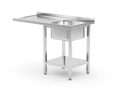 Sto za sudoperu sa policom i prostorom za podpultnu mašinu za pranje sudova, HENDI, desno, 1200x700x(H)850mm