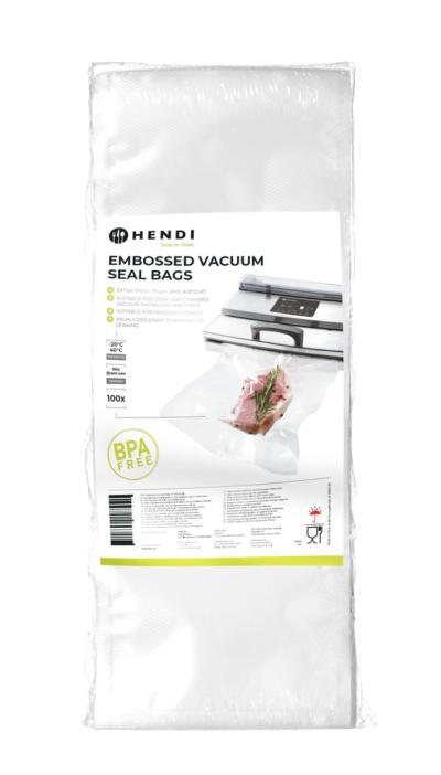 Reljefne vreće za vakumiranje s hermetičkim zatvaračem, HENDI, 100 kom, 150x400mm