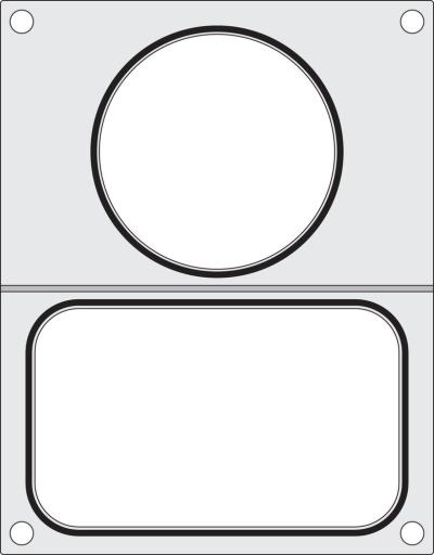 Matrica za zaptivanje posuda, HENDI, 2 posude (1x 178x113 mm, 1x ø115 mm)