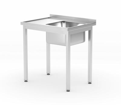 Sto sa jednostrukim sudoperom i policom - učvršćen šrafovima, dubina 600 mm, HENDI, Profi Line, Desna strana, 800x600x(H)850mm