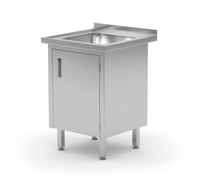 Sto za sudoperu, zavaren, sa ormarićem i vratima na šarke, HENDI, Profi Line, 600x700x(H)850mm