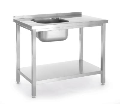 Sto sa sudoperom i policom, pričvršćen šrafovima, HENDI, Kitchen Line, 800x600x(H)850mm