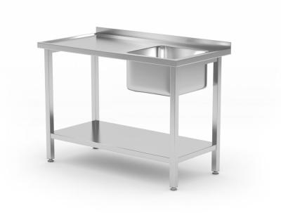 Sto sa sudoperom i policom, pričvršćen šrafovima, HENDI, Kitchen Line, 1000x600x(H)850mm