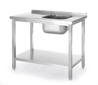 Sto sa sudoperom i policom, pričvršćen šrafovima, HENDI, Kitchen Line, 1000x600x(H)850mm