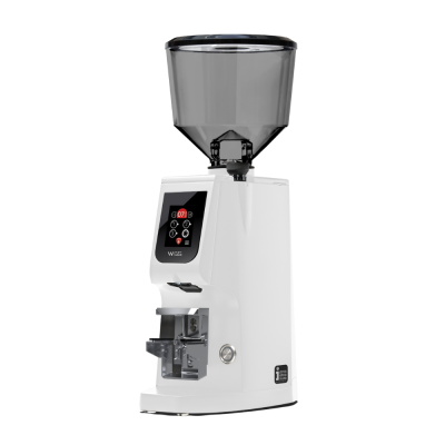 Eureka Atom W 65 Coffee Grinder - Precision & Efficiency - Titanium - White - Blow Up Tall Smoked Hopper - 110 V