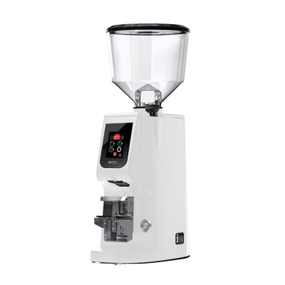 Eureka Atom W 65 Coffee Grinder - Precision & Efficiency - Titanium - White - Tall Hopper - 110 V
