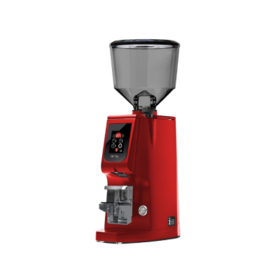 Eureka Atom W 75 Coffee Grinder - Advanced Grinding - Titanium - Red - Blow Up Tall Smoked Hopper - 220 V