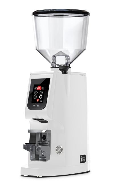 Eureka Atom W 75 Coffee Grinder - Advanced Grinding - Titanium - White - Blow Up Tall Hopper - 110 V