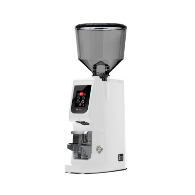 Eureka Atom W 75 Coffee Grinder - Advanced Grinding - Titanium - White - Tall Smoked Hopper - 110 V