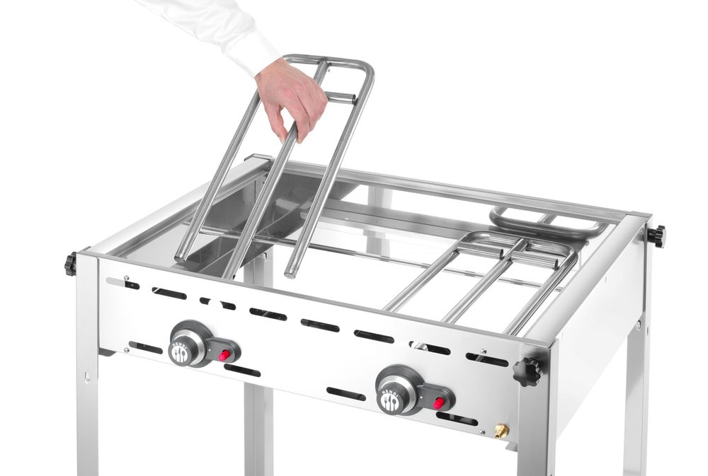 Green Fire roštilj sa 2 plamenika, HENDI, Profi Line, Gastronorm 1/1 rešetka i roštilj od emajliranog livenog gvožđa, 11,6kW, 740x615x(H)825mm