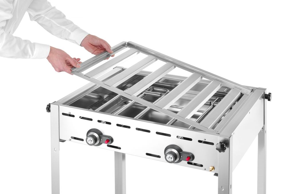 Green Fire roštilj sa 2 plamenika, HENDI, Profi Line, Gastronorm 1/1 rešetka i roštilj od emajliranog livenog gvožđa, 11,6kW, 740x615x(H)825mm