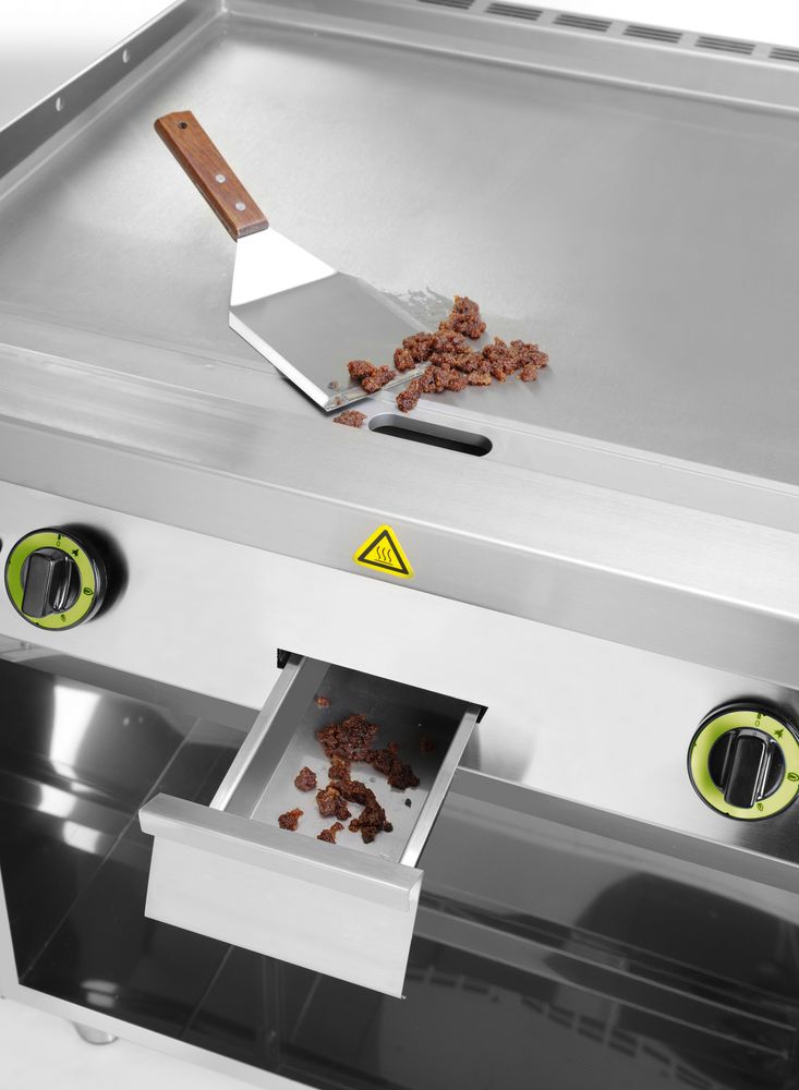 Gasna ploča za kuvanje s roštiljem, glatka, na ormariću zatvorenom s 3 strane, HENDI, Kitchen Line, 10kW, 800x700x(H)900mm