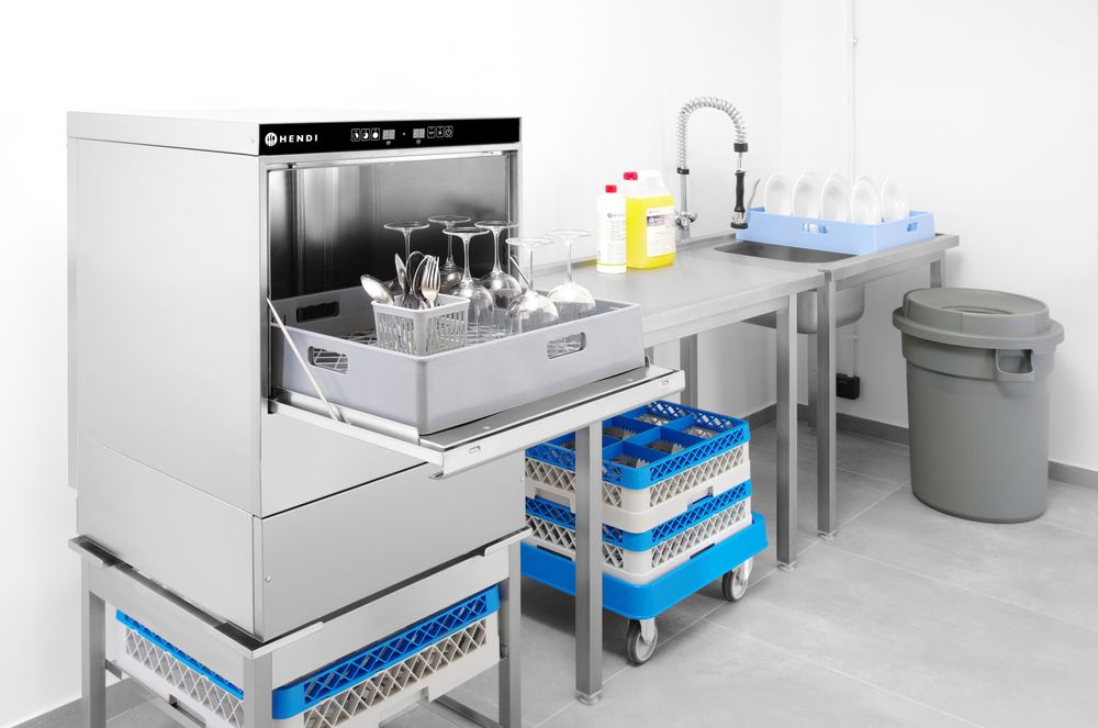 Mašina za pranje posuđa 40x40 – elektronska kontrola, HENDI, 230V/2800W, 470x510x(H)710mm