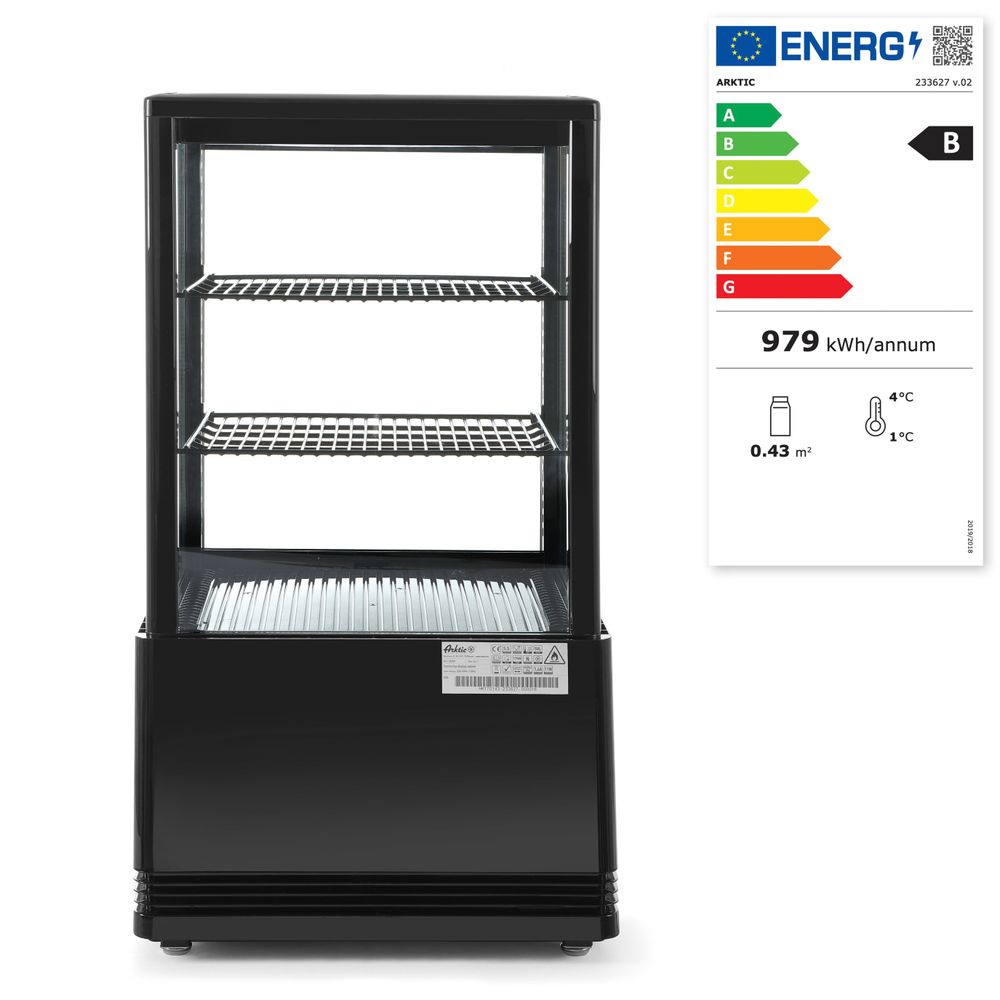 Hlađena vitrina za izlaganje, 58L, Arktic, Crna, 230V/170W, 452x406x(H)830mm