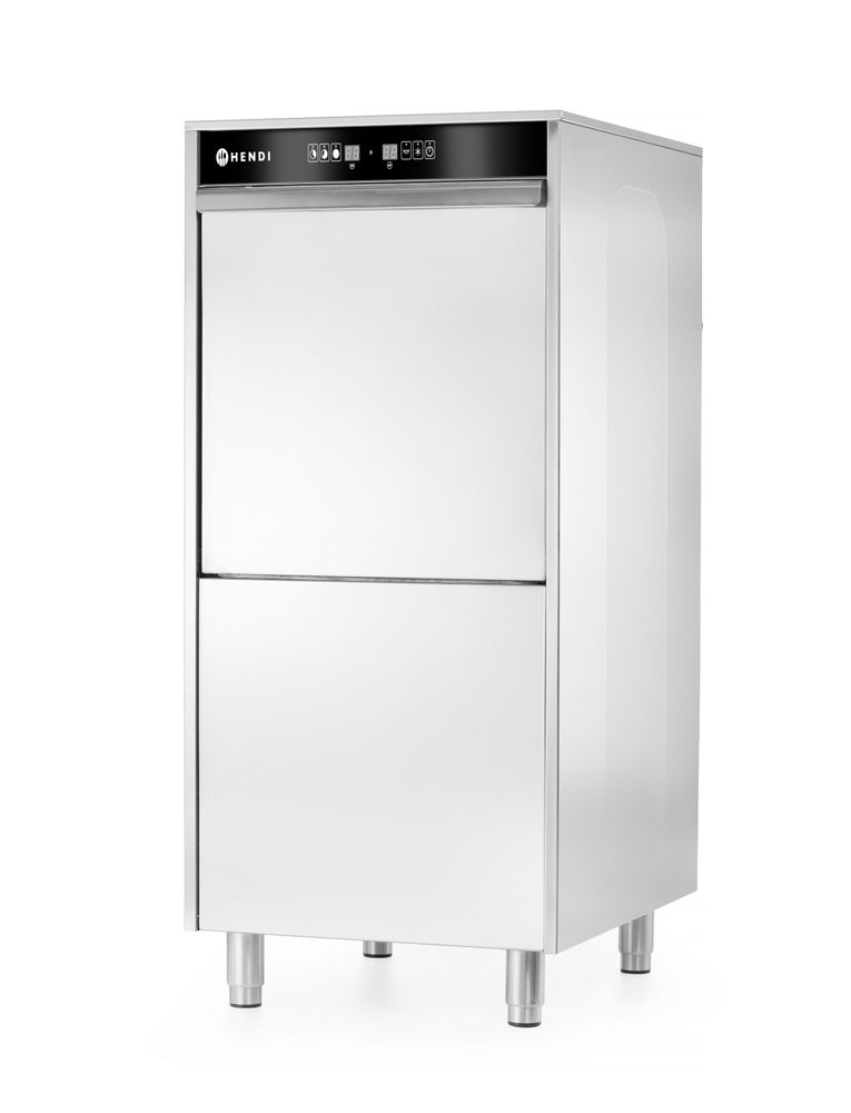 50x60 mašina za pranje posuđa za posude i posude – elektronski kontrolisana, sa sistemom za doziranje deterdženta i pumpom za odvod, HENDI, 400V/7100W, 595x777x(H)1335mm