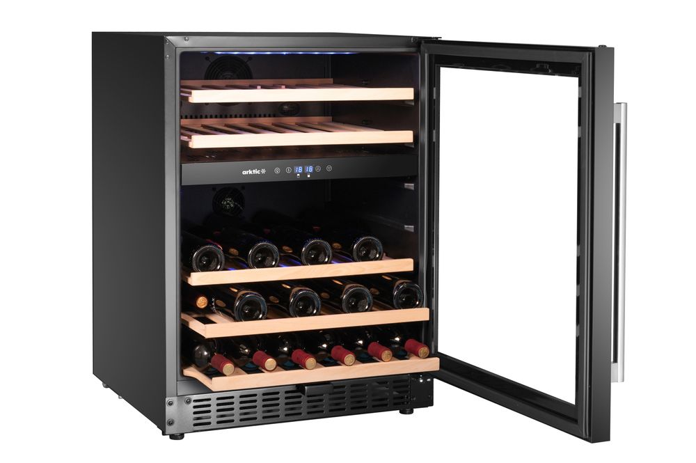 Frižider za vino, 2 zone, 46 boca, Arktic, Crna, 570x595x(H)820mm