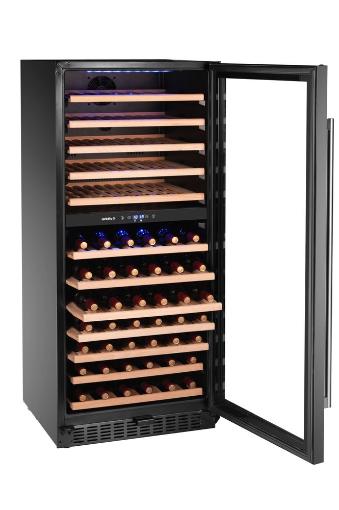 Frižider za vino, 2 zone, 124 boce, Arktic, 265L, Crna, 569x595x(H)1397mm
