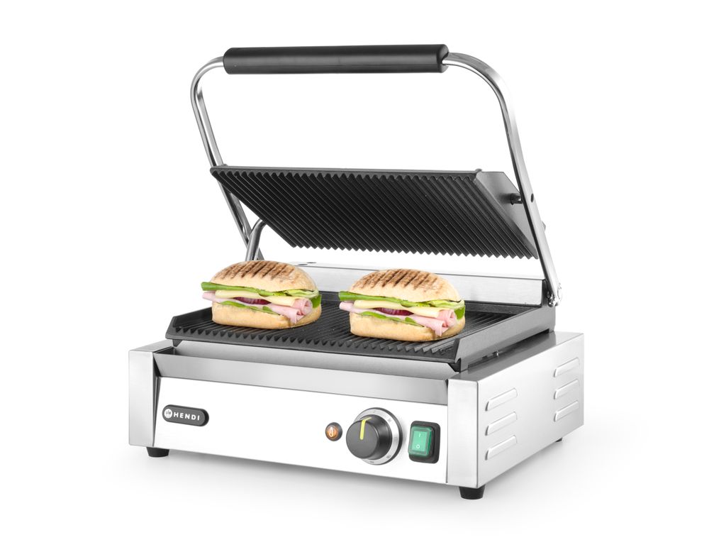 Kontaktni roštilj Panini, HENDI, Rebrasti vrh i dno, 230V/2200W, 430x375x(H)216mm