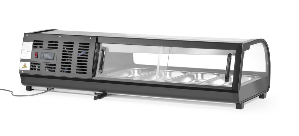 Sushi display, Arktic, Uključeni spremnici: 4x GN 1/3 (V) 40 mm., GN 1/3, Crna, 220-240V/190W, 1177x426x(H)296mm