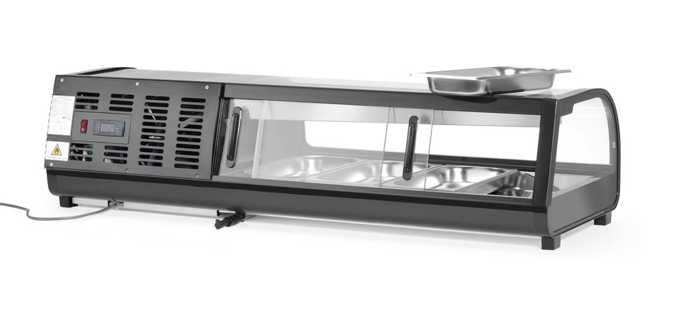 Sushi display, Arktic, Uključeni spremnici: 4x GN 1/3 (V) 40 mm., GN 1/3, Crna, 220-240V/190W, 1177x426x(H)296mm