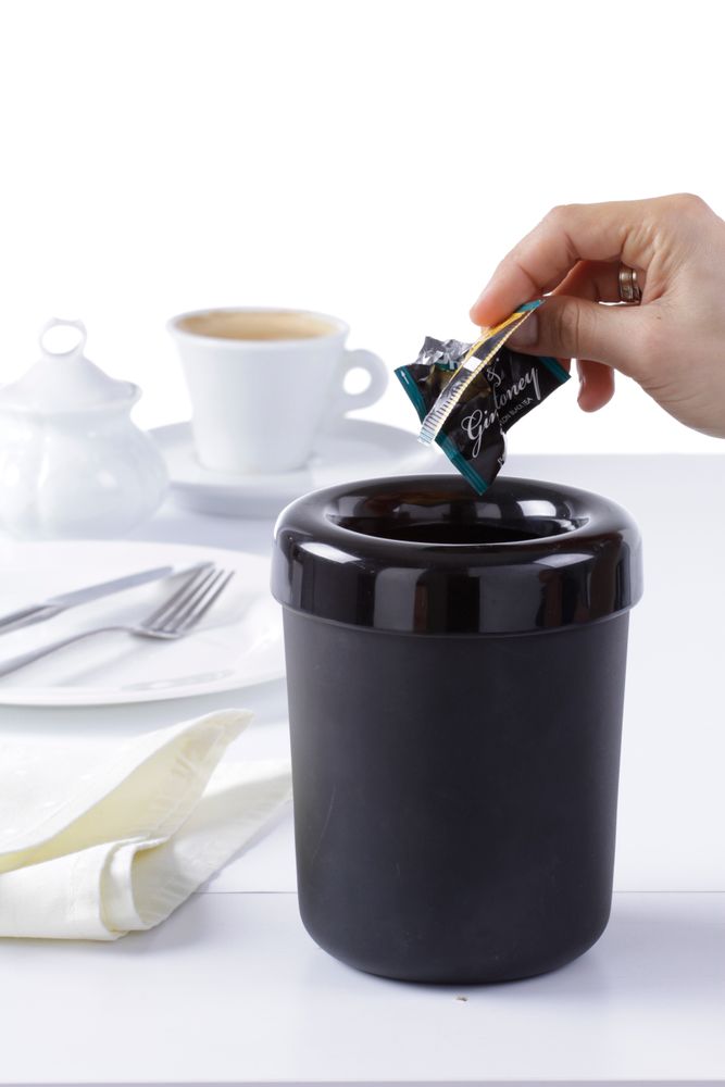 Stona kanta za otpad ili držač pribora za jelo, HENDI, Crna, ⌀130x(H)160mm