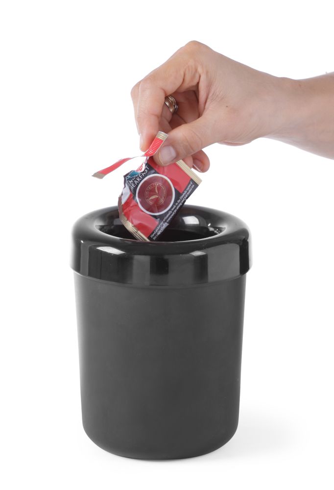 Stona kanta za otpad ili držač pribora za jelo, HENDI, Crna, ⌀130x(H)160mm