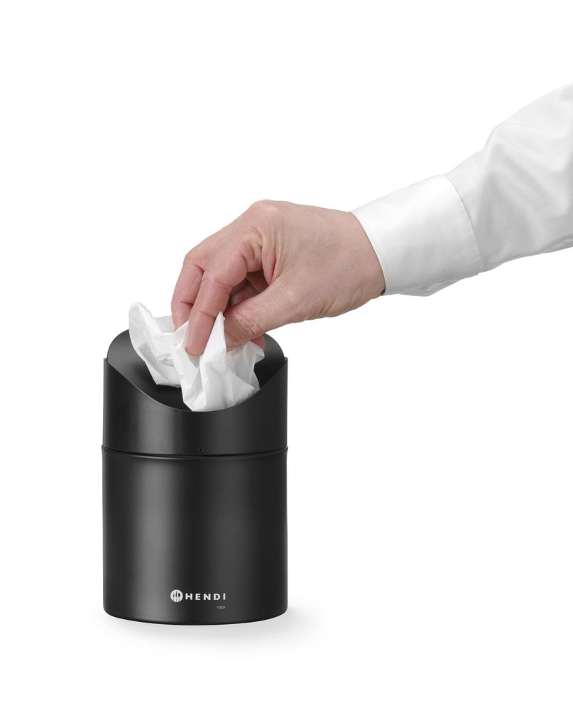 Stona kanta za otpatke sa ljuljajućim poklopcem, HENDI, 1,2L, Crna, ⌀120x(H)165mm