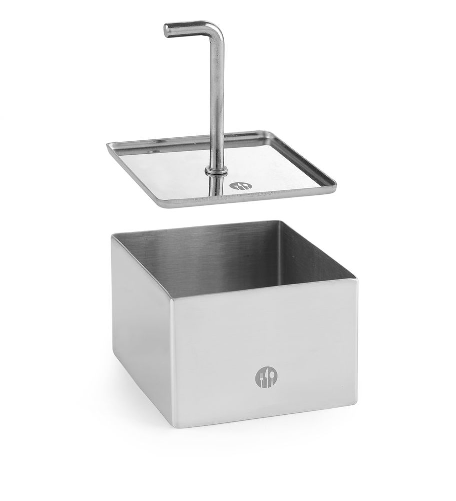 Četvrtasti kalup za hranu sa gnječilicom, HENDI, Kvadratni kalup za hranu, 65x65x(H)45mm