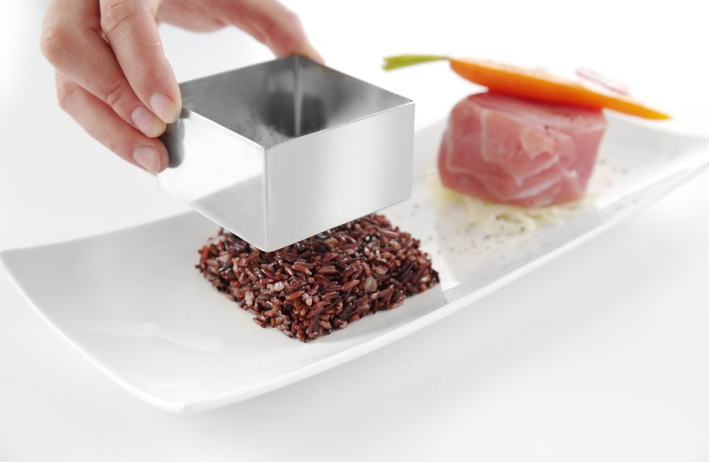 Četvrtasti kalup za hranu sa gnječilicom, HENDI, Kvadratni kalup za hranu, 80x80x(H)45mm