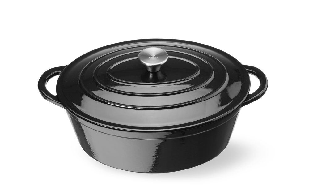 Emajlirana posuda od lijevanog željeza, HENDI, 6,88L, Crna, 405x255x(H)134mm