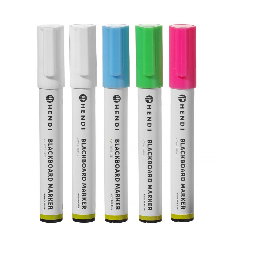 Markeri za belu tablu sa tankim vrhom, HENDI, 1 roze, 1 zeleni, 1 plavi i 2 bela markera