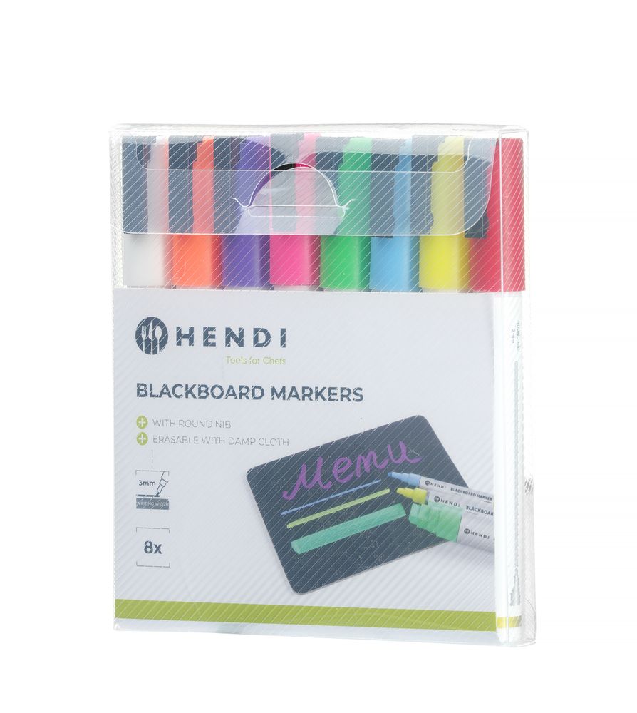 Markeri za tablu za pisanje 3 mm, HENDI, 1 beli, 1 crveni, 1 plavi, 1 zeleni, 1 žuti, 1 ljubičasti, 1 narandžasti i 1 roze marker