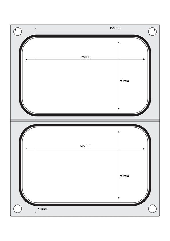 Matrica za zaptivanje posuda, HENDI, 2x spremnik 178x113 mm