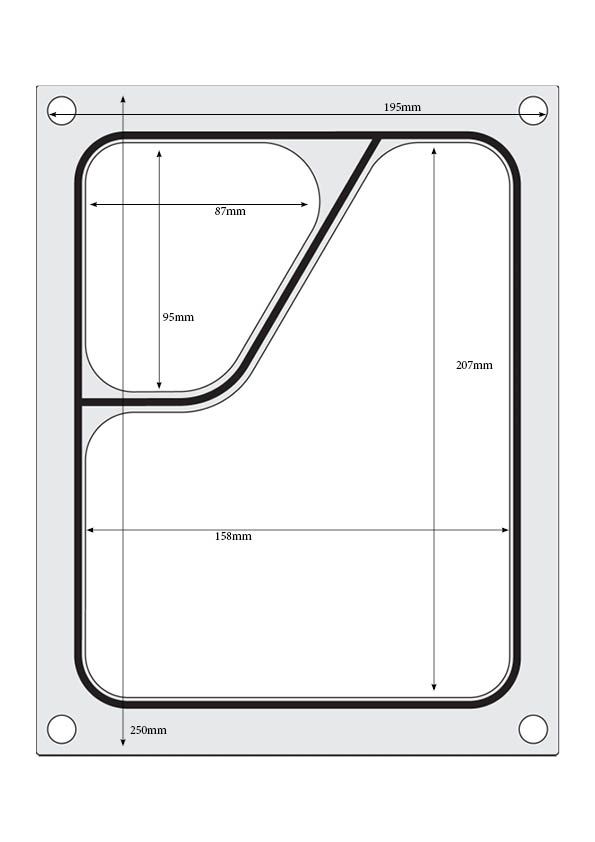 Matrica za zaptivanje posuda, HENDI, Dvodelni spremnik colt 227x178