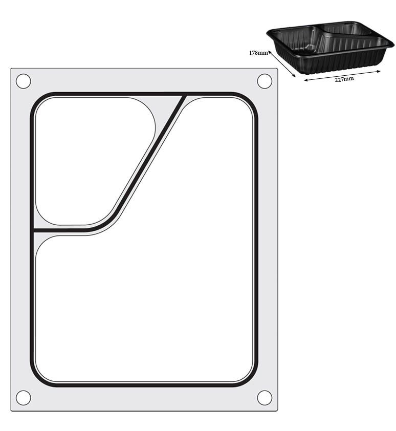 Matrica za zaptivanje posuda, HENDI, Dvodelni spremnik colt 227x178