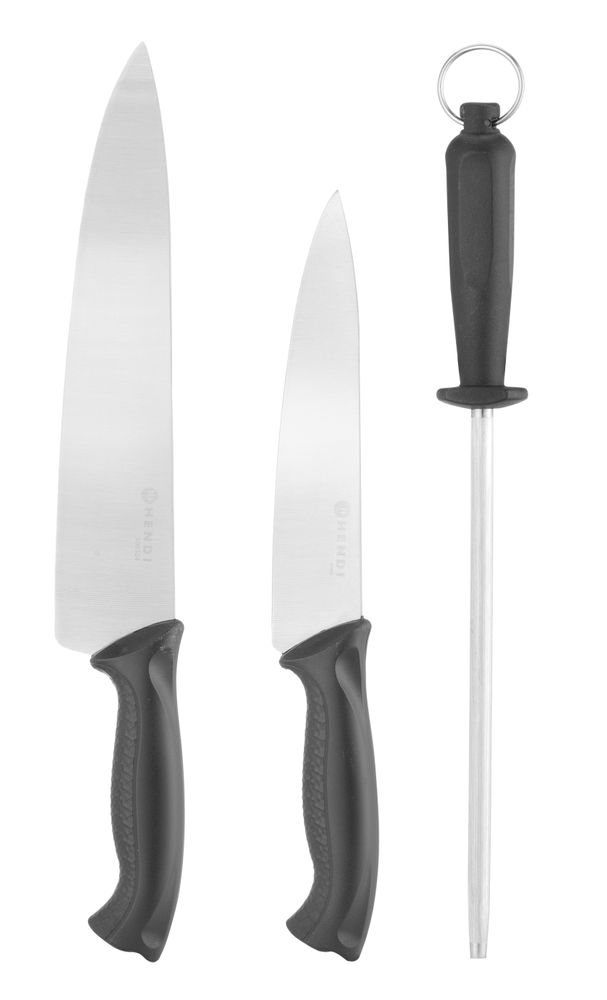 Komplet noževa i alata za oštrenje, HENDI, Crna, (L)380mm