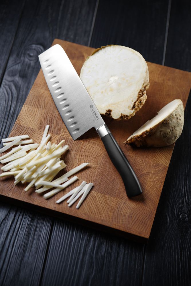 Mesarski nož, HENDI, Profi Line, Granton zarezi, Crna, (L)300mm