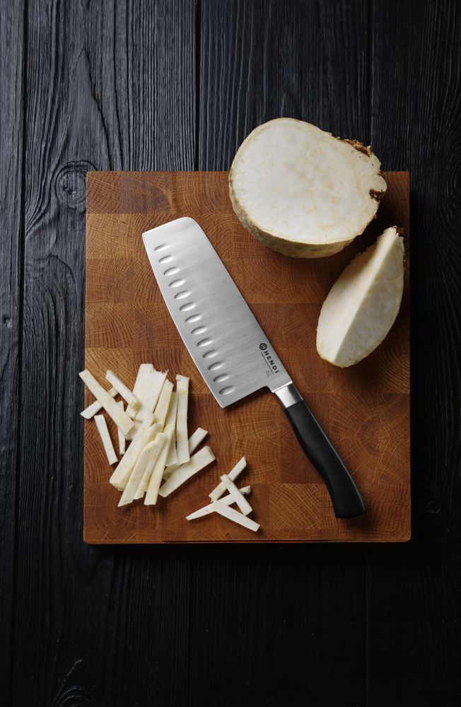 Mesarski nož, HENDI, Profi Line, Granton zarezi, Crna, (L)300mm