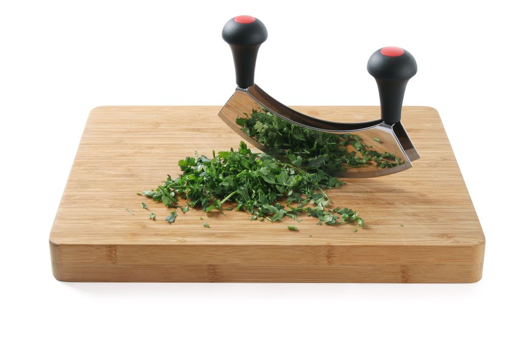 Polukružni nož za seckanje, HENDI, Dupla oštrica, Crna, 215x150mm