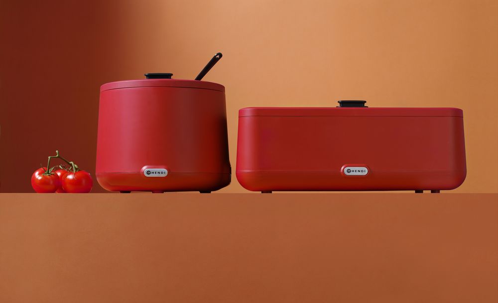 Kuvanje za supu UNIQ, HENDI, dizajnirao Robert Bronwasser, 8L, Crvena, 220-240V/500W, ⌀365x(H)325mm