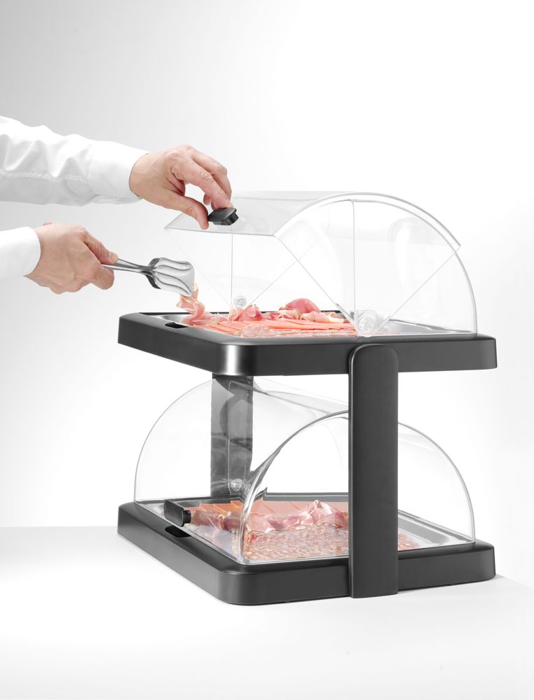 Dupla rashladna roll-top vitrina Duo, UNIQ, HENDI, dizajnirao Robert Bronwasser, Crna, 480x355x(H)480mm