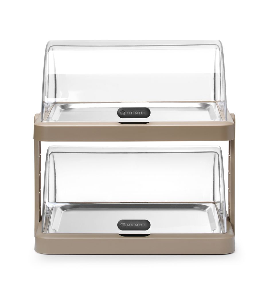 Dupla rashladna roll-top vitrina Duo, UNIQ, HENDI, dizajnirao Robert Bronwasser, Bež, 480x355x(H)480mm