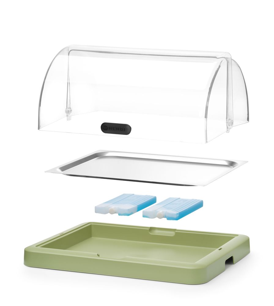 Jednostruka roll-top rashladna vitrina Duo UNIQ, HENDI, dizajnirao Robert Bronwasser, Zelena, 460x355x(H)220mm