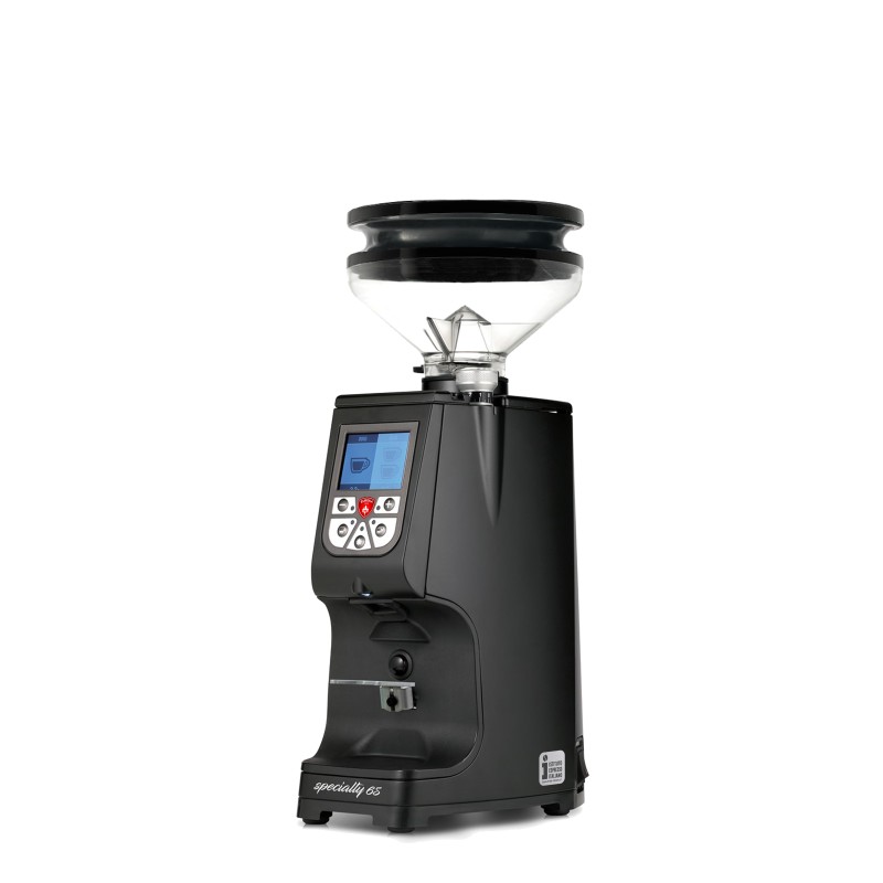 Eureka Atom Specialty 65 Black Coffee Grinder - Top - Diamond - Blow Up Short Hopper - 220 V