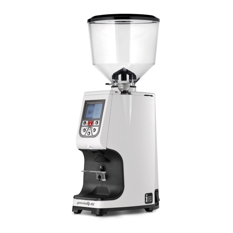 Eureka Atom Specialty 65 White Coffee Grinder - Elite - Hardened Steel - Tall Hopper - 220 V