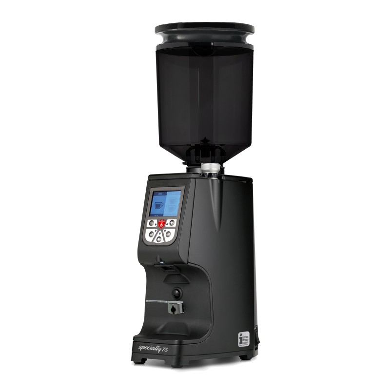 Eureka Atom Specialty 75 Black Coffee Grinder - Pro - Diamond - Black - Blow Up Tall Smoked Hopper - 220 V