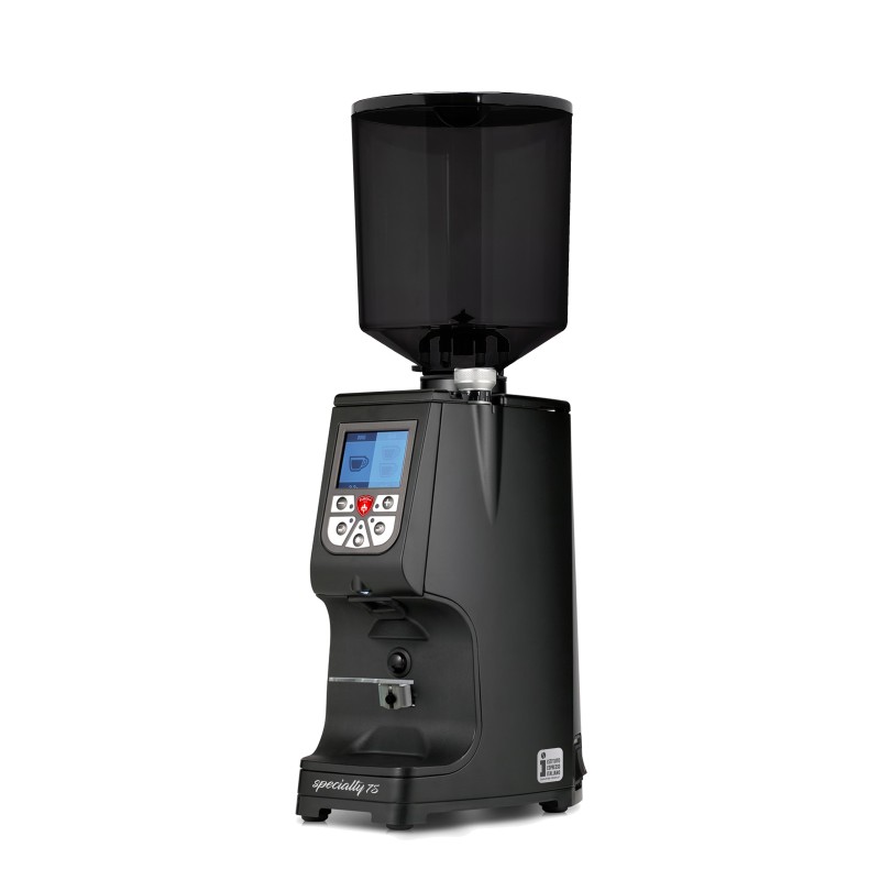 Eureka Atom Specialty 75 Black Coffee Grinder - Pro - Diamond - Black - Tall Smoked Hopper - 110 V