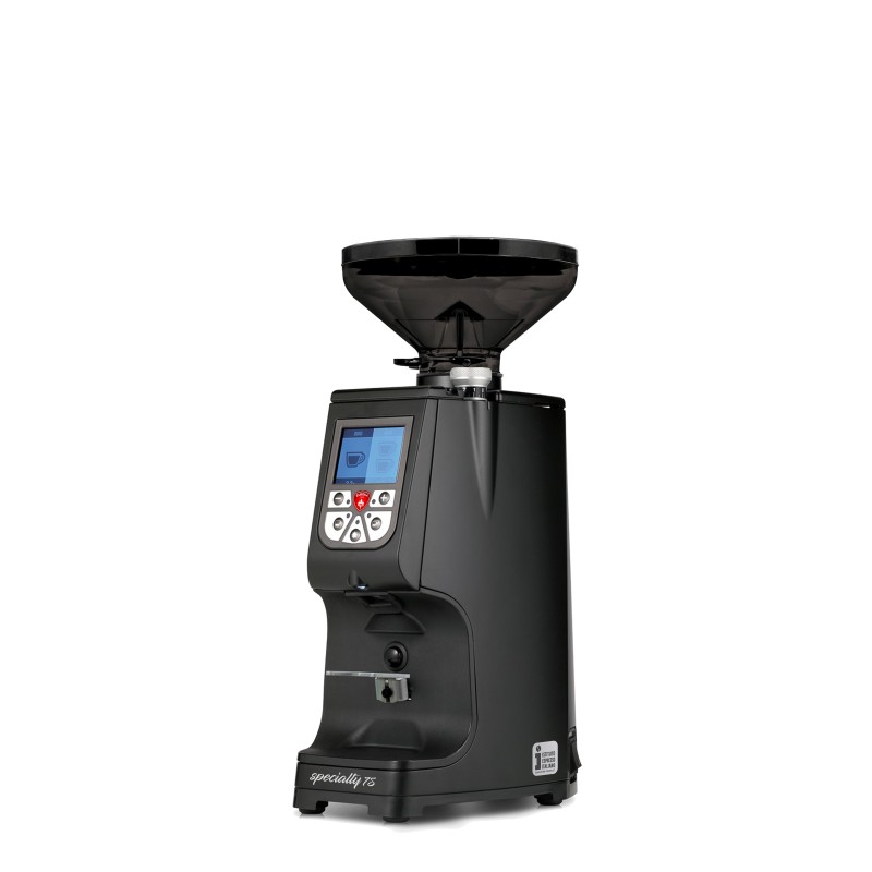 Eureka Atom Specialty 75 Black Coffee Grinder - Pro - Red Speed - Black - Short Smoked Hopper - 220 V