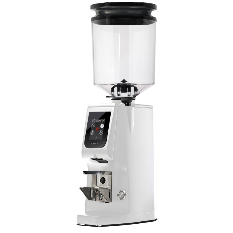 Eureka Atom Excellence 65 Coffee Grinder - Precision & Speed - Diamond - White - Blow Up Short Smoked Hopper - 220 V